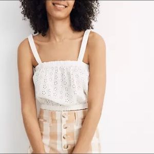Madewell Off-White Eyelet Crop Tank Top XS